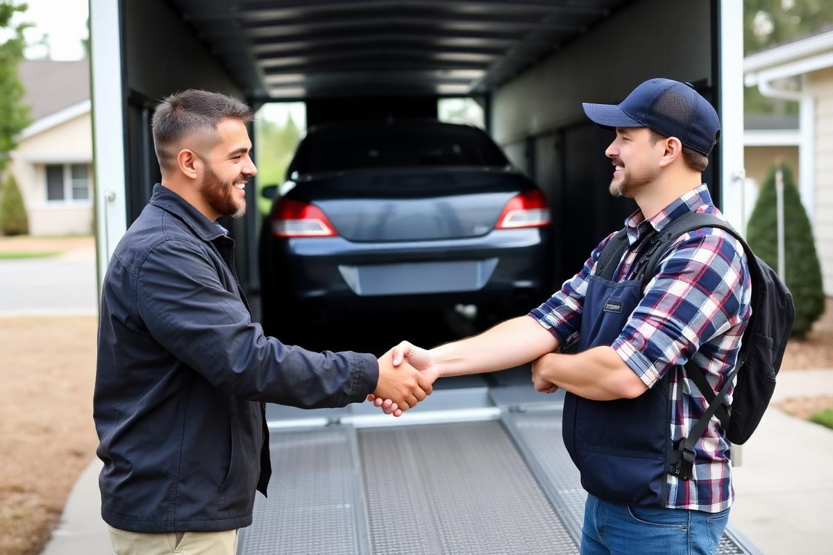 Happy Walker Enterprises customer receiving vehicle